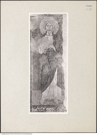 Vorderseite von Sopr. BAS NA [https://www.deutsche-digitale-bibliothek.de/content/lizenzen/rv-ez/] WandbildzyklusThronende Madonna zwischen Heiligen - Heiliger Bartholomaeus? (nach der Restaurierung), bh219043_recto. Foto.