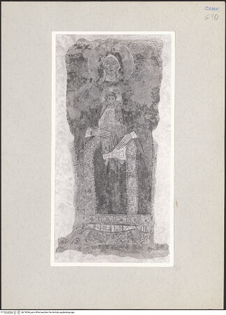 Vorderseite von Sopr. BAS NA [https://www.deutsche-digitale-bibliothek.de/content/lizenzen/rv-ez/] WandbildzyklusThronende Madonna zwischen Heiligen - Madonna (nach der Restaurierung), bh219046_recto. Foto.