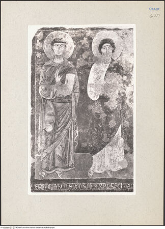 Vorderseite von Sopr. BAS NA [https://www.deutsche-digitale-bibliothek.de/content/lizenzen/rv-ez/] WandbildzyklusThronende Madonna zwischen Heiligen - Zwei Heilige (Apostel? nach der Restaurierung), bh219047_recto. Foto.