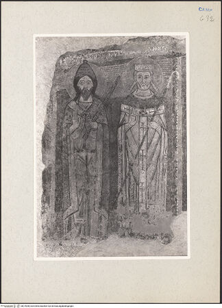 Vorderseite von Sopr. BAS NA [https://www.deutsche-digitale-bibliothek.de/content/lizenzen/rv-ez/] WandbildzyklusThronender Christus zwischen Heiligen - Zwei Heilige (nach der Restaurierung), bh219048_recto. Foto.