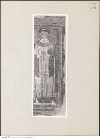 Vorderseite von Sopr. BAS NA [https://www.deutsche-digitale-bibliothek.de/content/lizenzen/rv-ez/] WandbildzyklusThronende Madonna zwischen Heiligen - Heiliger Stephanus? (nach der Restaurierung), bh219050_recto. Foto.