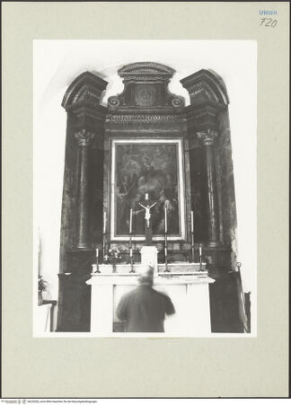 Vorderseite von Getty Research Institute? [https://www.deutsche-digitale-bibliothek.de/content/lizenzen/rv-fz/] Marienkrönung mit dem Erzengel Michael, den heiligen Sebastian und Hieronymus sowie einer weiteren Heiligen (Marina?) - , bh220282_recto. Foto: Hutzel, Max.