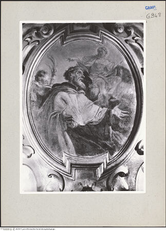 Vorderseite von Sopr. BAS NA [https://www.deutsche-digitale-bibliothek.de/content/lizenzen/rv-ez/] Ein Karmeliter Heiliger (Johannes vom Kreuz?) - Gesamtansicht, bh220711_recto. Foto.