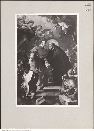 Vorderseite von Sopr. BAS NA [https://www.deutsche-digitale-bibliothek.de/content/lizenzen/rv-ez/] Begegnung der Heiligen Karl Borromäus und Philipp Neri - Gesamtansicht, bh220733_recto. Foto.