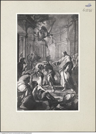 Vorderseite von Sopr. BAS NA [https://www.deutsche-digitale-bibliothek.de/content/lizenzen/rv-ez/] Die Heilung des Gelähmten am Teich Bethesda (Piscina probatica) - Gesamtansicht, bh220737_recto. Foto.