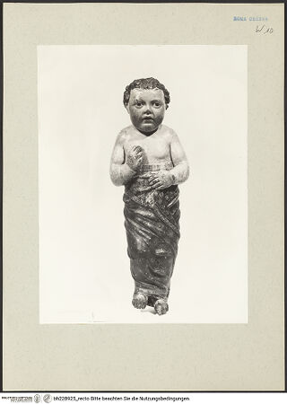 Vorderseite von ICCD [https://www.deutsche-digitale-bibliothek.de/content/lizenzen/rv-ez/] Das heilige Christuskind - Santo Bambino ohne Votivgaben und Krone, Vorderansicht, bh220925_recto. Foto.
