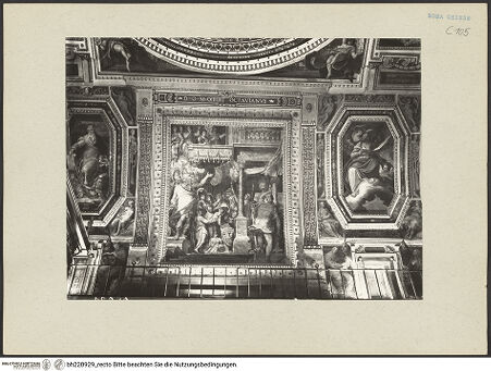 Vorderseite von ICCD [https://www.deutsche-digitale-bibliothek.de/content/lizenzen/rv-ez/] GewölbeausmalungAugustus opfert am Altar von Aracoeli - , bh220929_recto. Foto.