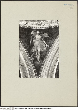 Vorderseite von ICCD [https://www.deutsche-digitale-bibliothek.de/content/lizenzen/rv-ez/] Gewölbeausmalung mit Präfigurationen der Jungfräulichkeit MariasEngel in den Pendentifs - Aufnahme nach der Restaurierung 1966, bh220993_recto. Foto.