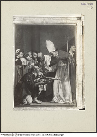 Vorderseite von ICCD [https://www.deutsche-digitale-bibliothek.de/content/lizenzen/rv-ez/] Der heilige Benno von Meißen erhält Schlüsselpaar und Tiara von einem Fischer - Gesamtansicht, bh221004_recto. Foto.