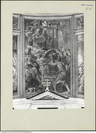 Vorderseite von ICCD [https://www.deutsche-digitale-bibliothek.de/content/lizenzen/rv-ez/] Freskenzyklus zum Leben des heiligen LambertDer heilige Lambertus liegt entseelt auf den Stufen des Altares, ein Engel im Vordergrund bewacht den Leichnam - , bh221036_recto. Foto.