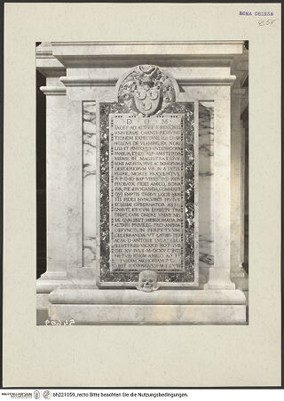 Vorderseite von ICCD [https://www.deutsche-digitale-bibliothek.de/content/lizenzen/rv-ez/] Grabstein für Arnold de Vlaming - , bh221059_recto. Foto.