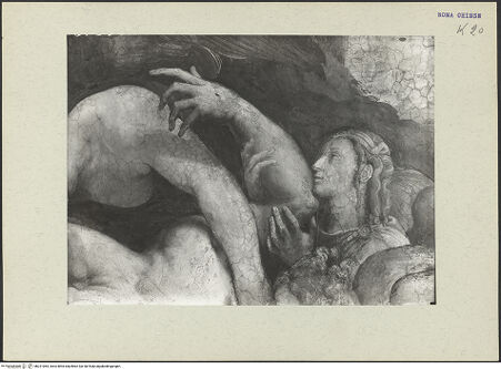 Vorderseite von ICCD [https://www.deutsche-digitale-bibliothek.de/content/lizenzen/rv-ez/] Beweinung Christi mit Porträt des Kardinals Johann Albrecht von Brandenburg - Oberer Rand, Detail, bh221064_recto. Foto.