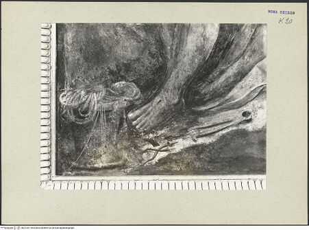 Vorderseite von ICCD [https://www.deutsche-digitale-bibliothek.de/content/lizenzen/rv-ez/] Beweinung Christi mit Porträt des Kardinals Johann Albrecht von Brandenburg - Unterer Rand, Detail: Füße des Christus, bh221067_recto. Foto.