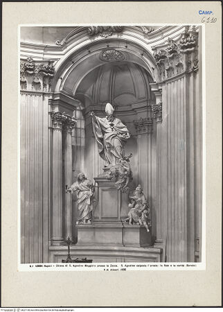 Vorderseite von Alinari [https://www.deutsche-digitale-bibliothek.de/content/lizenzen/rv-ez/] Der heilige Augustinus im Kampf gegen die Häresie flankiert von Caritas und Fides - Gesamtansicht, bh221138_recto. Foto.