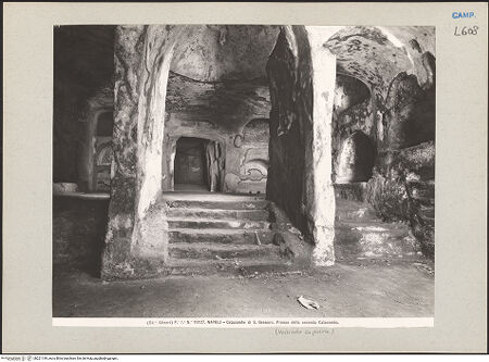 Vorderseite von Alinari [https://www.deutsche-digitale-bibliothek.de/content/lizenzen/rv-ez/] Catacombe di San GennaroVestibolo Superiore - Hypogäum mit den frühesten christlichen Malereien Neapels, bh221149_recto. Foto.