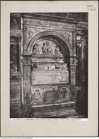 Vorderseite von Alinari [https://www.deutsche-digitale-bibliothek.de/content/lizenzen/rv-ez/] Grabmal des Mariano Alagno (gest. 1477) und der Caterina Orsini - Gesamtansicht, bh221171_recto. Foto.