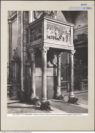 Vorderseite von Alinari [https://www.deutsche-digitale-bibliothek.de/content/lizenzen/rv-ez/] Kanzel - Seitenansicht (vor 1943), bh221341_recto. Foto.