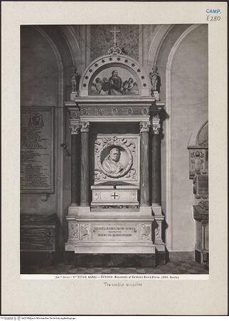 Vorderseite von Alinari [https://www.deutsche-digitale-bibliothek.de/content/lizenzen/rv-ez/] Grabmal des Kardinal Sisto Riario Sforza (gest. 1877) - Gesamtansicht, bh221384_recto. Foto.