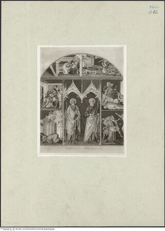 Vorderseite von Kupferstichkabinett Düsseldorf [https://www.deutsche-digitale-bibliothek.de/content/lizenzen/rv-ez/] Wandbild von Spinello Aretino (Die heiligen Jakobus der Jüngere und Philippus und Szenen aus ihrem Leben; Szenen aus dem Leben der heiligen Katharina) - Gesamtansicht, bh223881_recto. Foto.