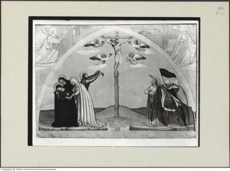 Vorderseite von Kupferstichkabinett Düsseldorf [https://www.deutsche-digitale-bibliothek.de/content/lizenzen/rv-ez/] Ravenna, Santa Chiara, Chor (Verkündigung; Kreuzigung) - Gesamtansicht, bh223932_recto. Foto.