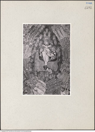 Vorderseite von Kupferstichkabinett Düsseldorf [https://www.deutsche-digitale-bibliothek.de/content/lizenzen/rv-ez/] Marienkrönung - Gesamtansicht, bh223966_recto. Foto.