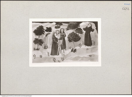 Vorderseite von Kupferstichkabinett Düsseldorf [https://www.deutsche-digitale-bibliothek.de/content/lizenzen/rv-ez/] Szenen aus dem Leben der heiligen AnachoretenLeben in der Wüste und Ekstase - Gesamtansicht, bh223970_recto. Foto.