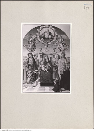 Vorderseite von Museum Kunstpalast [https://www.deutsche-digitale-bibliothek.de/content/lizenzen/rv-ez/] Die Pala Buffi von Giovanni Santi in der Galleria Nazionale delle Marche in Urbino - Gesamtansicht, bh224001_recto. Foto.