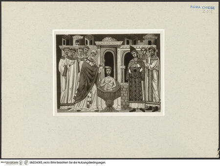 Vorderseite von Stiftung Museum Kunstpalast (Graphische Sammlung) [https://www.deutsche-digitale-bibliothek.de/content/lizenzen/rv-ez/] Aus der Geschichte Contantis des Großen. In einer Kapelle neben der Kirche SS. Quatro Coronati in Rom - Gesamtansicht, bh224085_recto. Foto.
