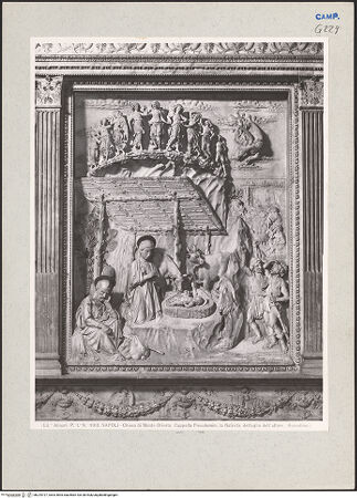Vorderseite von Alinari [https://www.deutsche-digitale-bibliothek.de/content/lizenzen/rv-ez/] Altar der Anbetung des ChristuskindesDie Anbetung des Christuskindes durch Maria. Die Verkündigung an die Hirten - Gesamtansicht, bh224727_recto. Foto.