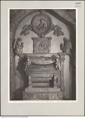 Vorderseite von Alinari [https://www.deutsche-digitale-bibliothek.de/content/lizenzen/rv-ez/] Grabmal der Maria von Aragon (Maria d'Aragona, gest. 1461) - Gesamtansicht, bh224729_recto. Foto.