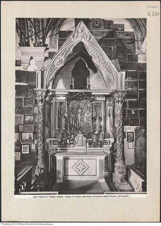 Vorderseite von Alinari [https://www.deutsche-digitale-bibliothek.de/content/lizenzen/rv-ez/] Grabmal für Antonio (und Onofrio) PennaChristus und Verkündigung - Gesamtansicht vor 1943, bh224769_recto. Foto.