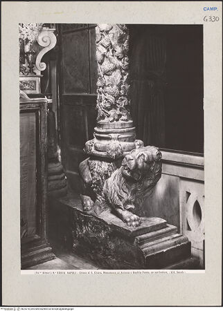 Vorderseite von Alinari [https://www.deutsche-digitale-bibliothek.de/content/lizenzen/rv-ez/] Grabmal für Antonio (und Onofrio) PennaChristus und Verkündigung - Detail: rechter Löwe, bh224770_recto. Foto.