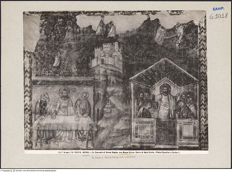 Vorderseite von Alinari [https://www.deutsche-digitale-bibliothek.de/content/lizenzen/rv-ez/] Passion Christi und Erscheinungen nach der AuferstehungChristus erscheint den drei Marien. Christus erscheint dem reuigen Petrus(?). Der Emmausgang. Christus erscheint den Aposteln bei verschlossenen Türen - Gesamtansicht, bh224821_recto. Foto.