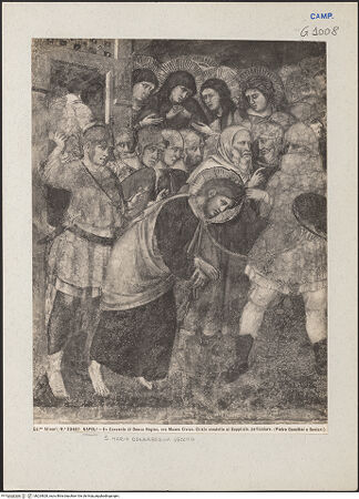 Vorderseite von Alinari [https://www.deutsche-digitale-bibliothek.de/content/lizenzen/rv-ez/] Passion Christi und Erscheinungen nach der AuferstehungChristus vor seinen Richtern - Detail (rechte Seite), Christus inmitten der Soldaten, bh224828_recto. Foto.