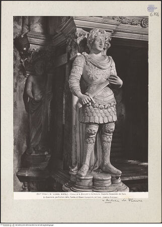 Vorderseite von Alinari [https://www.deutsche-digitale-bibliothek.de/content/lizenzen/rv-ez/] Grabmal des Giovanni (Sergianni) Caracciolo (gest. 1432)Tugenden als Tragfiguren - Justitia, bh224905_recto. Foto.