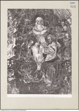 Vorderseite von Alinari [https://www.deutsche-digitale-bibliothek.de/content/lizenzen/rv-ez/] Szenen aus dem Leben MariäMarienkrönung - Detail: Gottvater, Maria und Christus, bh224911_recto. Foto.