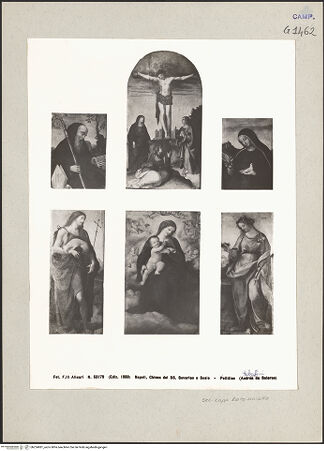 Vorderseite von Alinari [https://www.deutsche-digitale-bibliothek.de/content/lizenzen/rv-ez/] Polyptychon (Madonna, Kreuzigung und Heiligen) - Gesamtansicht, bh224981_recto. Foto.