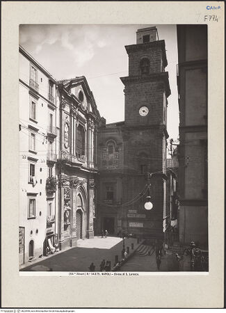 Vorderseite von Alinari [https://www.deutsche-digitale-bibliothek.de/content/lizenzen/rv-ez/] San Lorenzo Maggiore - Fassade und Campanile, bh224996_recto. Foto.