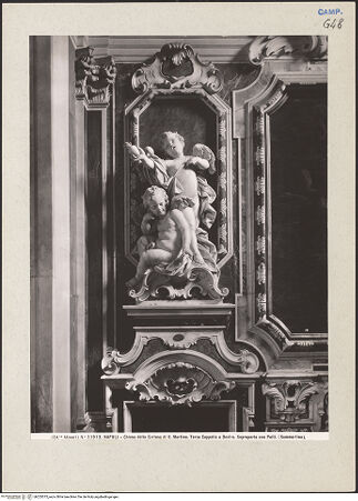 Vorderseite von Alinari [https://www.deutsche-digitale-bibliothek.de/content/lizenzen/rv-ez/] Wanddekoration der Cappella di San MartinoEngelspaar mit Herz Jesu - Gesamtansicht, bh225075_recto. Foto.