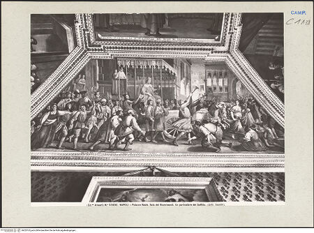 Vorderseite von Alinari [https://www.deutsche-digitale-bibliothek.de/content/lizenzen/rv-ez/] Herrlichkeit des Alfons VTriumphaler Einzug Alfons V. in Neapel - Gesamtansicht, bh225163_recto. Foto.