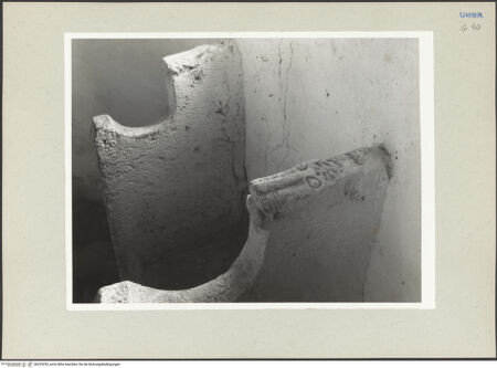 Vorderseite von Foto Marburg [https://www.deutsche-digitale-bibliothek.de/content/lizenzen/rv-ez/] Kathedra mit stilisierten Löwenköpfen - Teilansicht mit den gekehlten Seitenlehnen, bh225255_recto. Foto: Hutzel, Max.