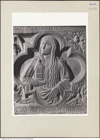 Vorderseite von Pedicini, Luciano [https://www.deutsche-digitale-bibliothek.de/content/lizenzen/rv-ez/] Grabmal des Giannotto Protogiudice di Salerno (gest. 1385) - Sarkophagfront, Detail: Hl. Maria Magdalena, bh225391_recto. Foto: Pedicini, Luciano.