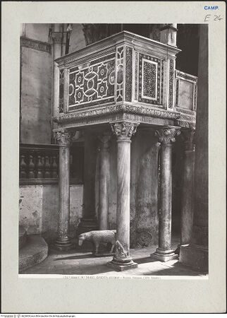 Vorderseite von Alinari [https://www.deutsche-digitale-bibliothek.de/content/lizenzen/rv-ez/] Kanzel - Seitenansicht (von Nordwesten), bh226604_recto. Foto.