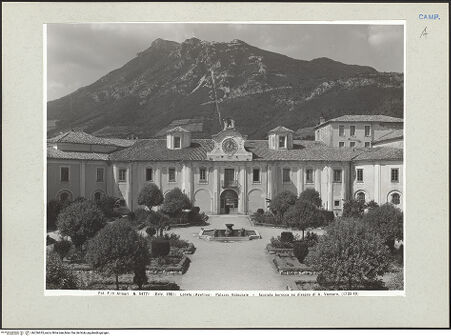 Vorderseite von Alinari [https://www.deutsche-digitale-bibliothek.de/content/lizenzen/rv-ez/] Palazzo Abbaziale di Loreto - Blick von Südosten, bh226635_recto. Foto.