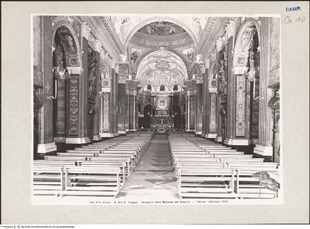 Vorderseite von Alinari [https://www.deutsche-digitale-bibliothek.de/content/lizenzen/rv-ez/] Santuario della Madonna del Rosario - Blick in Richtung Hauptaltar, bh226668_recto. Foto.