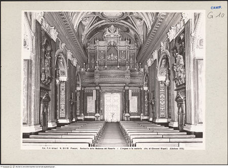 Vorderseite von Alinari [https://www.deutsche-digitale-bibliothek.de/content/lizenzen/rv-ez/] Santuario della Madonna del Rosario - Blick in Richtung Innenfassade, bh226673_recto. Foto.