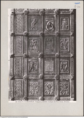 Vorderseite von Alinari [https://www.deutsche-digitale-bibliothek.de/content/lizenzen/rv-ez/] Bronzetür mit den Apostel, Propheten und der Passion ChristiLinker Flügel - Unteres Teil (Teilansicht), bh226700_recto. Foto.