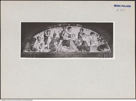 Vorderseite von Staatliche Museen zu Berlin [https://www.deutsche-digitale-bibliothek.de/content/lizenzen/rv-ez/] Acht Wandgemälde aus der Casa Bartholdy (Zuccari) in RomDie sieben fetten Jahre (Lunette) - , bh227645_recto. Foto.