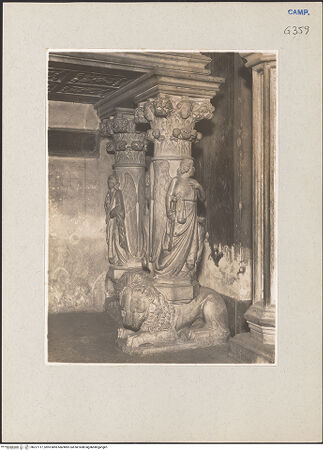 Vorderseite von Sopr. BAS NA [https://www.deutsche-digitale-bibliothek.de/content/lizenzen/rv-ez/] Grabmal des Karl von KalabrienTugenden - Rechte vordere Säule (Iustitia und Fortitudo); Rechte hintere Säule (Temperantia und Prudentia), bh227717_recto. Foto.