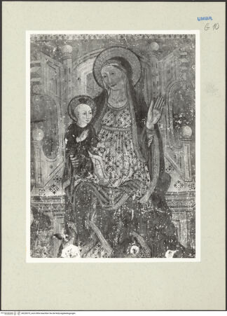 Vorderseite von Getty Research Institute [https://www.deutsche-digitale-bibliothek.de/content/lizenzen/rv-ez/] Thronende Madonna mit dem heiligen Sebastian - Detail: Maria mit Kind, bh228375_recto. Foto: Hutzel, Max.